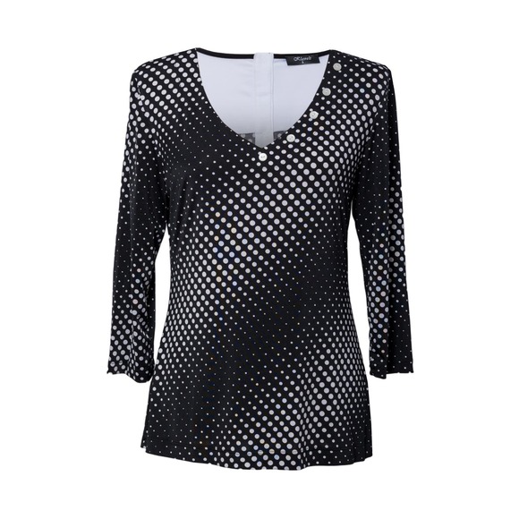 Women's Polka Dot V Neck Top Size XXL 3/4 Sleeve Black & White NWT - Picture 1 of 6